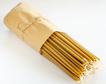 14" / 36cm, Pure beeswax and cotton wick church taper candles, handmade, dipped candle, DISCOUNT PACKS