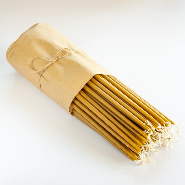 14" / 36cm, Pure beeswax and cotton wick church taper candles, handmade, dipped candle, DISCOUNT PACKS