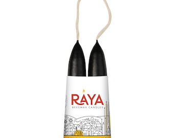 Black Beeswax Taper Candles: Hand-Dipped Dinner Candles, 4 Inch