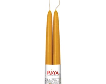 Hand Dipped Beeswax Taper Candles: 22cm Classic Dinner Candles