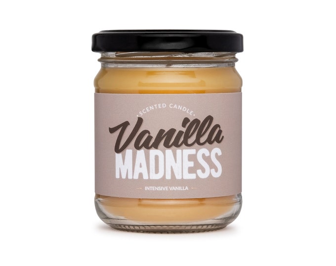 Vanilla Madness scented natural beeswax candle, jar