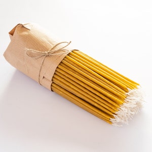 Тiny taper candles - 9&quot; / 22cm, extra tiny pure beeswax church candles, handmade, DISCOUNT PACKS
