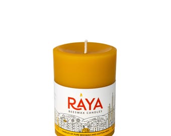 Round Pure Beeswax Pillar Candle, yellow - 3 sizes