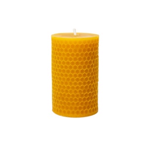 Beeswax Ornamental Pillar Candle - honeycomb cylinder