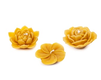 Floating Pure Beeswax Candle - plumeria, rose, lily, flower