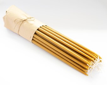 Handmade 17" Beeswax Taper Candles - Church Altar Candles