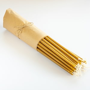 Тiny taper candles - 14&quot; / 36cm, pure beeswax candles, handmade, DISCOUNT PACKS