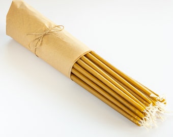 Handmade Beeswax Taper Candles - 14" Long - Natural Honey Scent