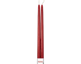 Handmade Red Beeswax Taper Candles - 17" Classic Dinner Candles