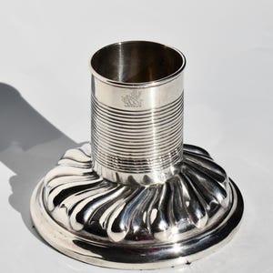 Unusual 1887 Victorian Sterling Silver Table Vesta/Match Strike or Candle Stick Holder, Crested - Horace Woodward & Co, London,Weighted Base