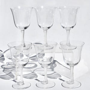 Set of 6 Vintage Lalique BARSAC Burgundy Wine Glasses / Red Wine Glasses (14.9cm/200ml)