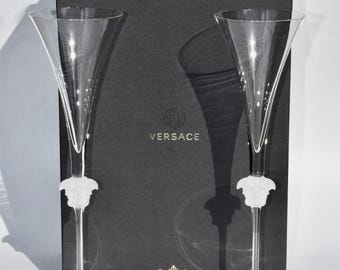 Copas de champán Rosenthal Versace Medusa Lumiere - Juego de dos copas