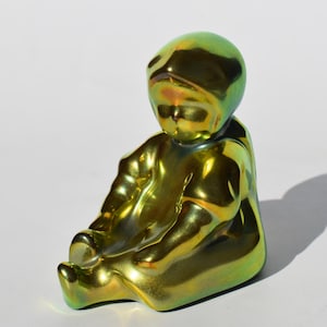 Vintage Eosin ZSOLNAY Little Girl Figurine / Seated Girl / Baby - Metallic / Iridescent