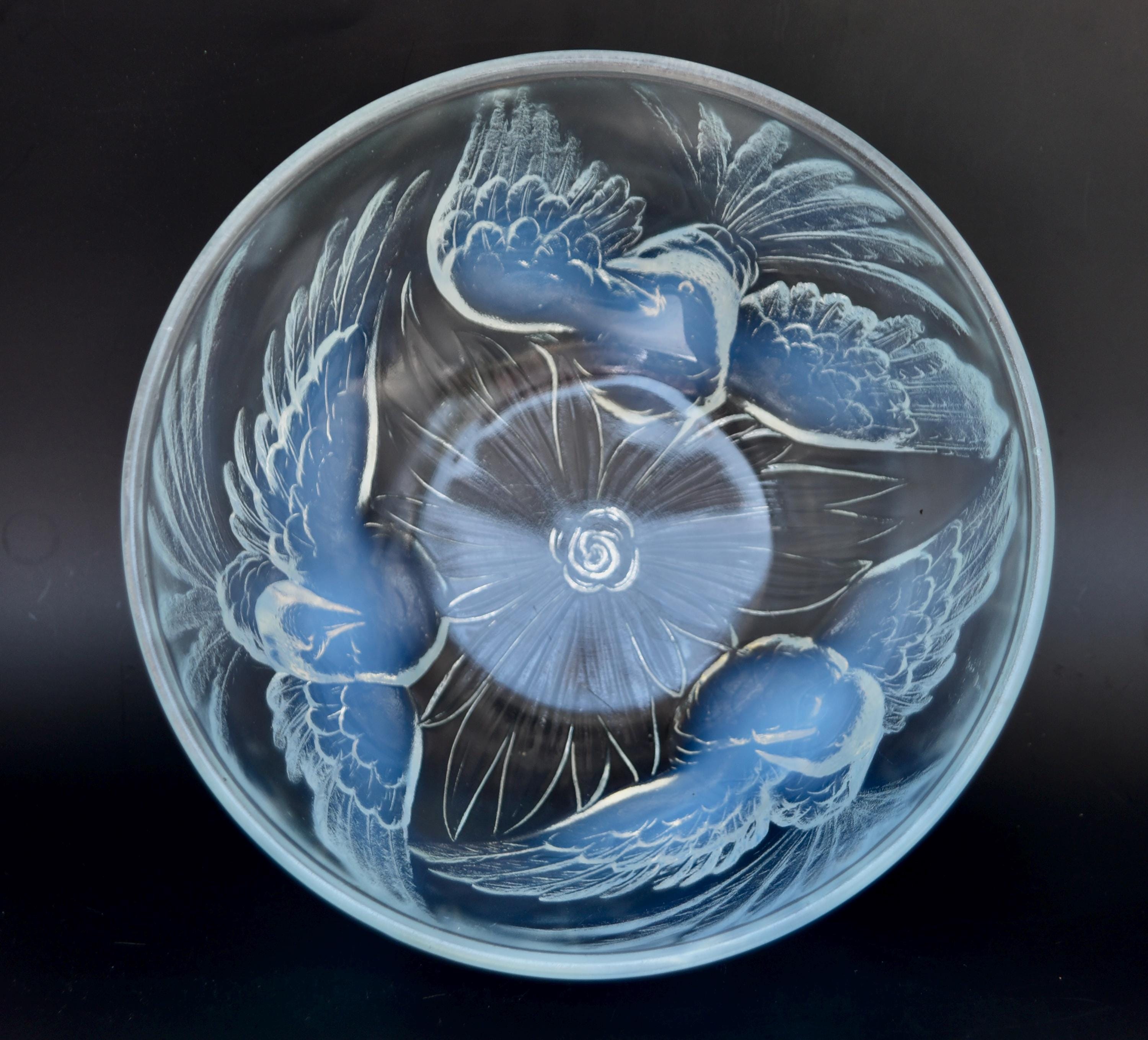 C1933 Art Deco JOBLING Opalescent Glass Bowl - Birds - Regd