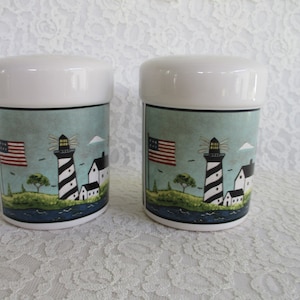 Vintage Coastal Breeze Warren Kimble Lighthouse Salt & Pepper Shakers