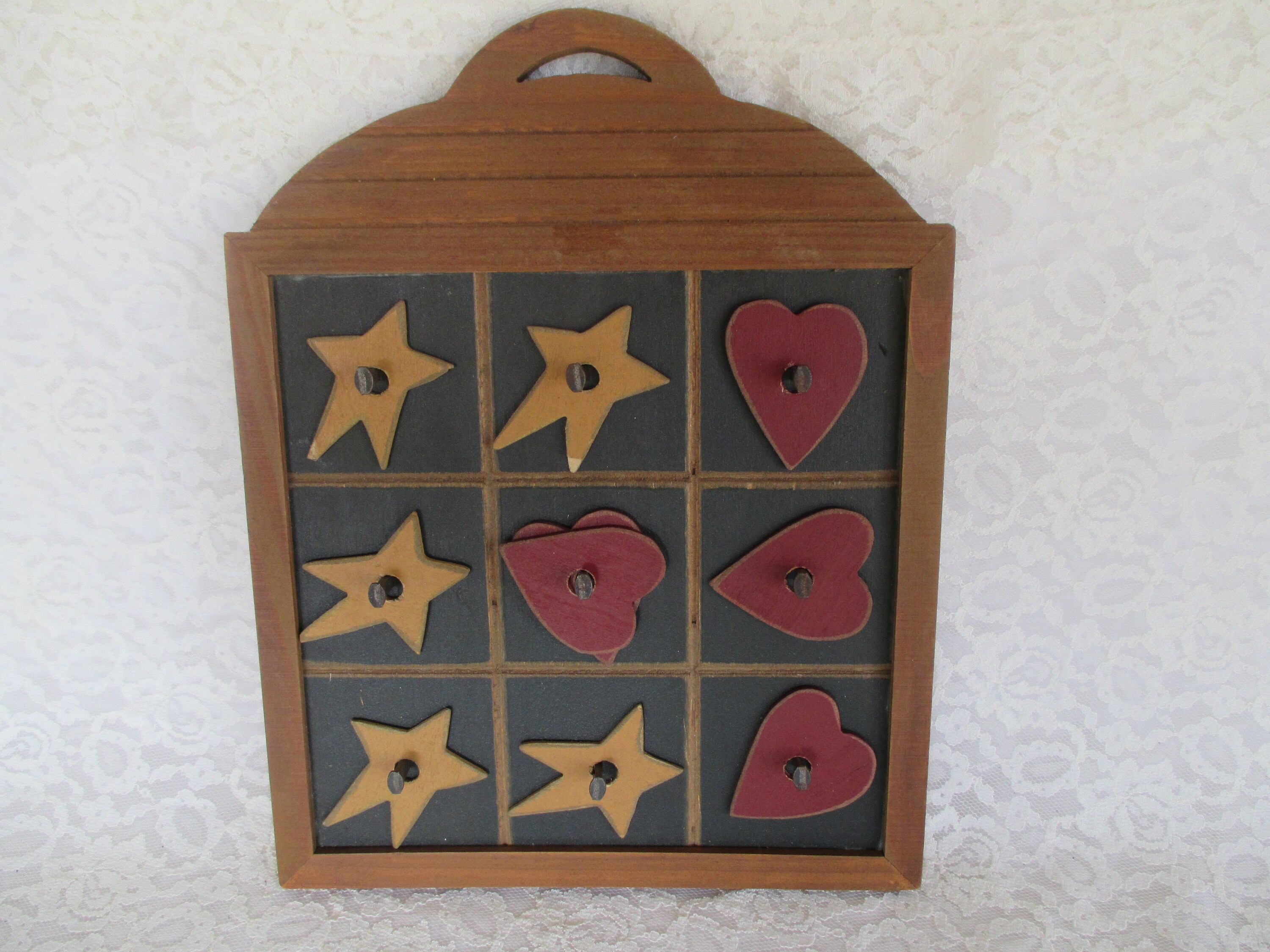 Vintage Tic Tac Toe Wall Hanging Board With Hearts and Stars Etsy UK