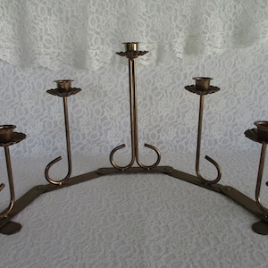 Vintage Adjustable Gold Candelabra Five Taper Candle Holder