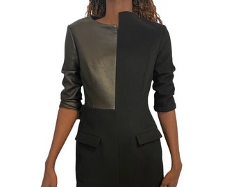 Yohshi Yamamoto - Chic but not classic winter dress! Black, asymmetrical cut in leather, wool and cashmere