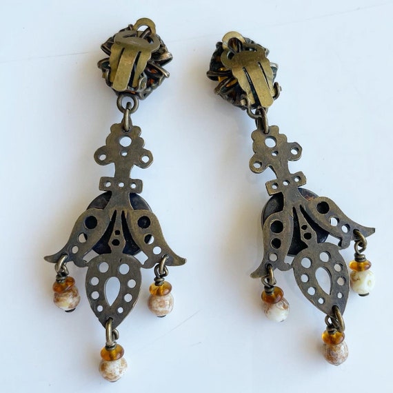 Jean-Louis Blin Paris -Clip earrings in brass, am… - image 4