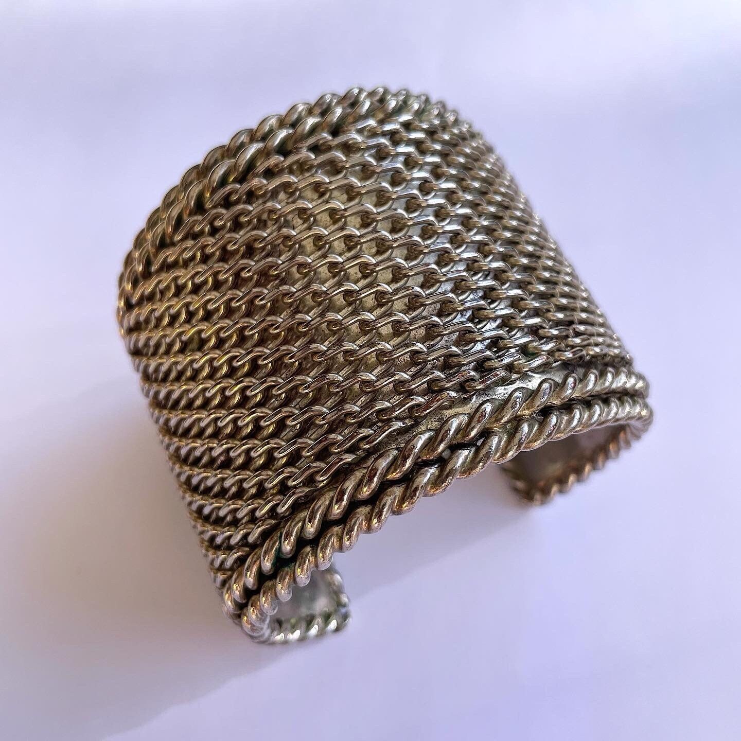 Bracelet Manchette Vintage Années 90 METAL POINTU - Style Moderniste, Couleur Cuivré