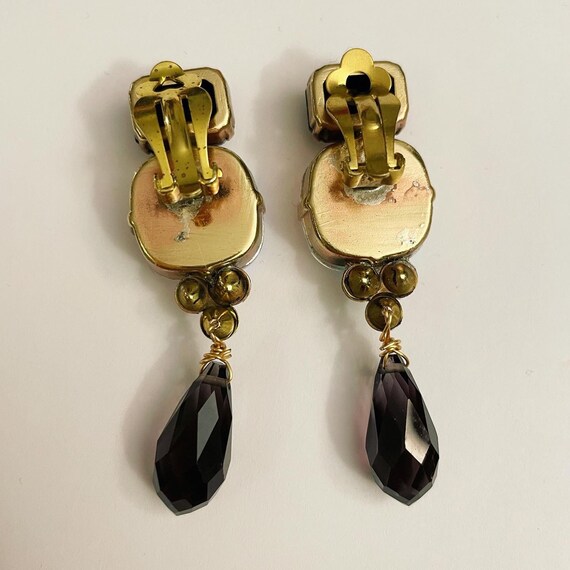 1990's- Earrings clips in black crystal, white ir… - image 4