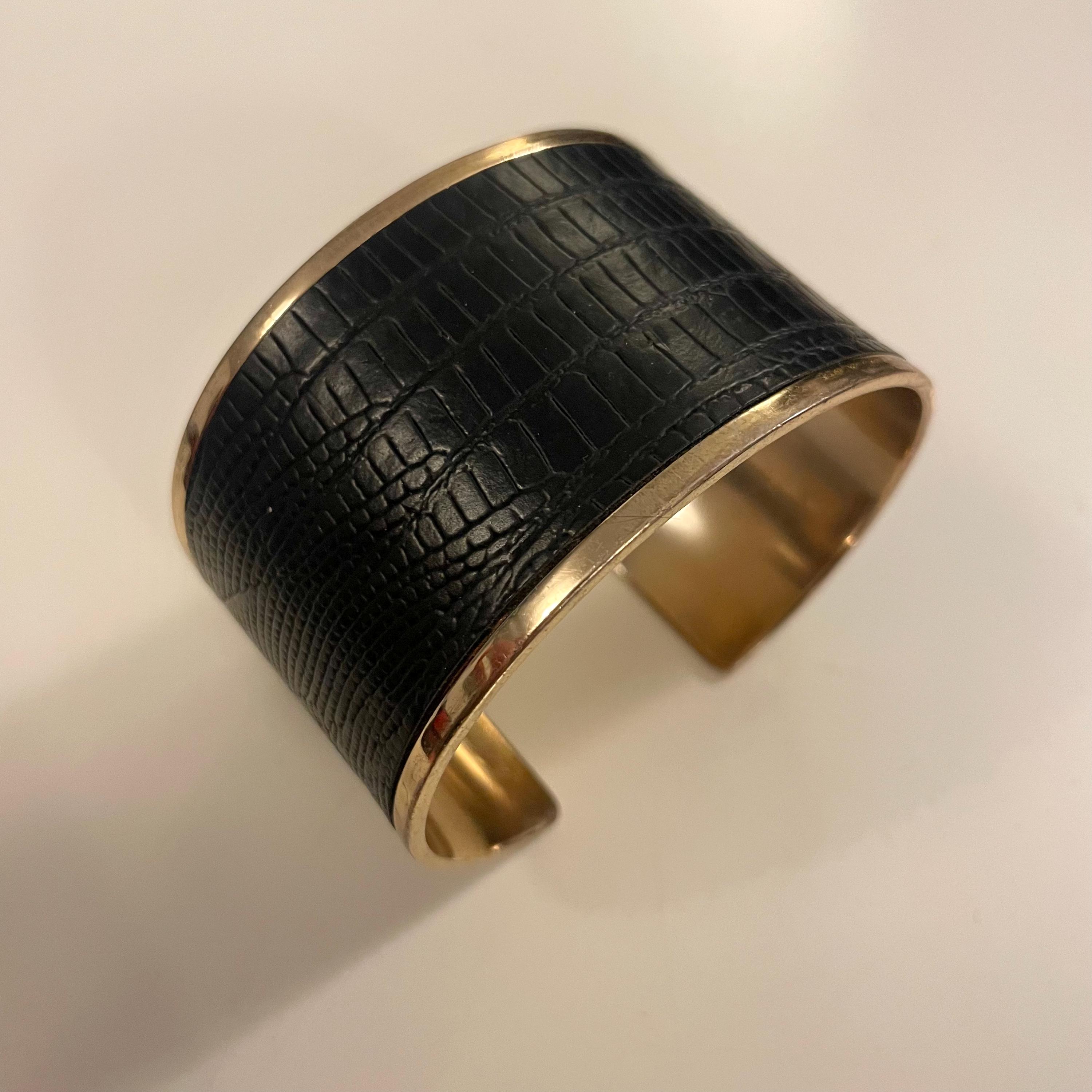 Bracelet Manchette Large Doré Effet Crocodile - Style Vintage, Occasion | Bijou Statement Pour Poignet