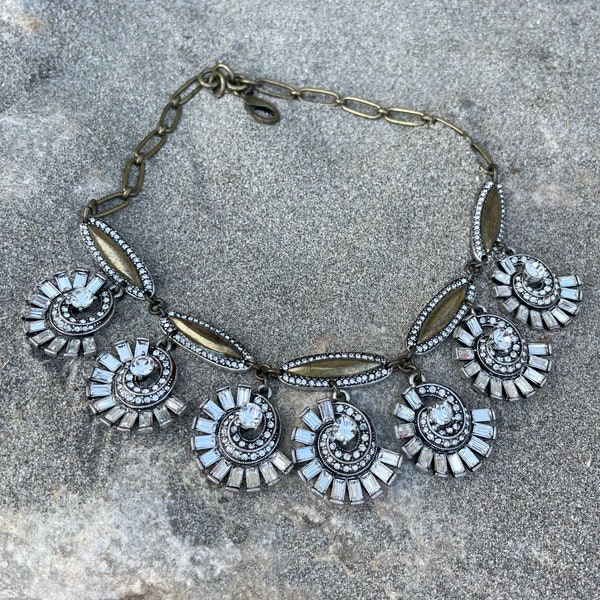 J. Crew by Lulu Frost- Very "Breakfast at Tiffany's" this choker necklace in aged brass and crystal with an Art Deco inspired design!