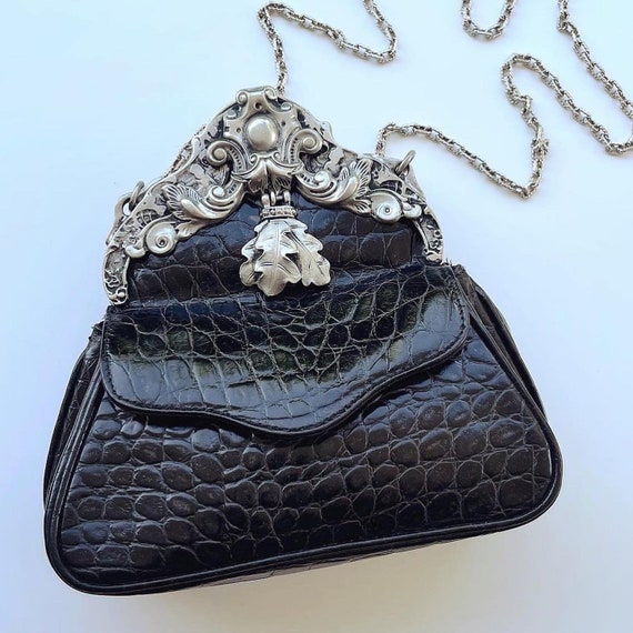 Glenn Miller for Ann Turk 1990's- Black croco bag… - image 2