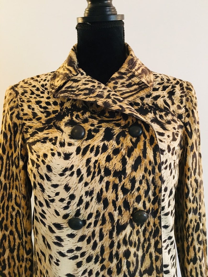 length and sleeves 34 typical 50s-60s-collector/'s! 1950-60 /'s-straight Leopard trench coat double-breasted