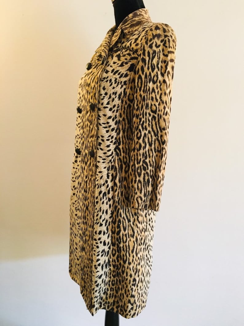 length and sleeves 34 typical 50s-60s-collector/'s! 1950-60 /'s-straight Leopard trench coat double-breasted