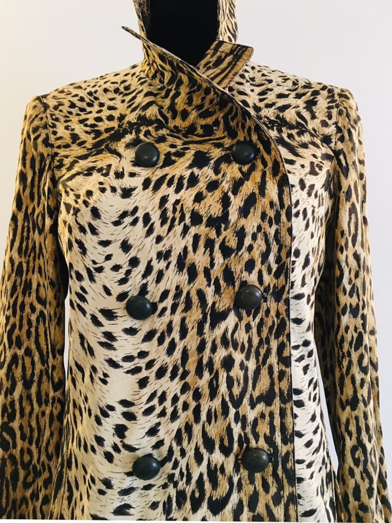 length and sleeves 34 typical 50s-60s-collector/'s! 1950-60 /'s-straight Leopard trench coat double-breasted