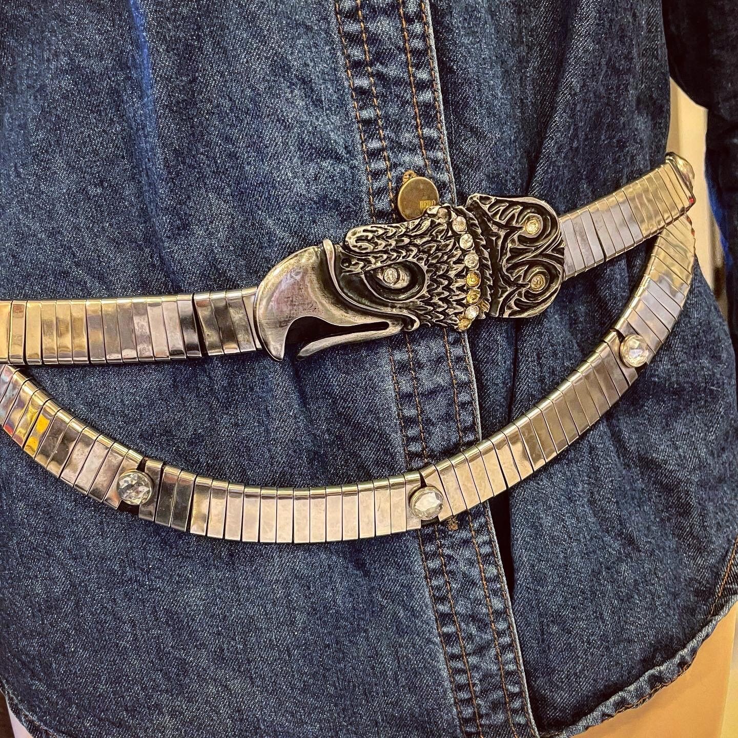 José Cotel 1980's- Double Belt in Leather, Silver Metal and