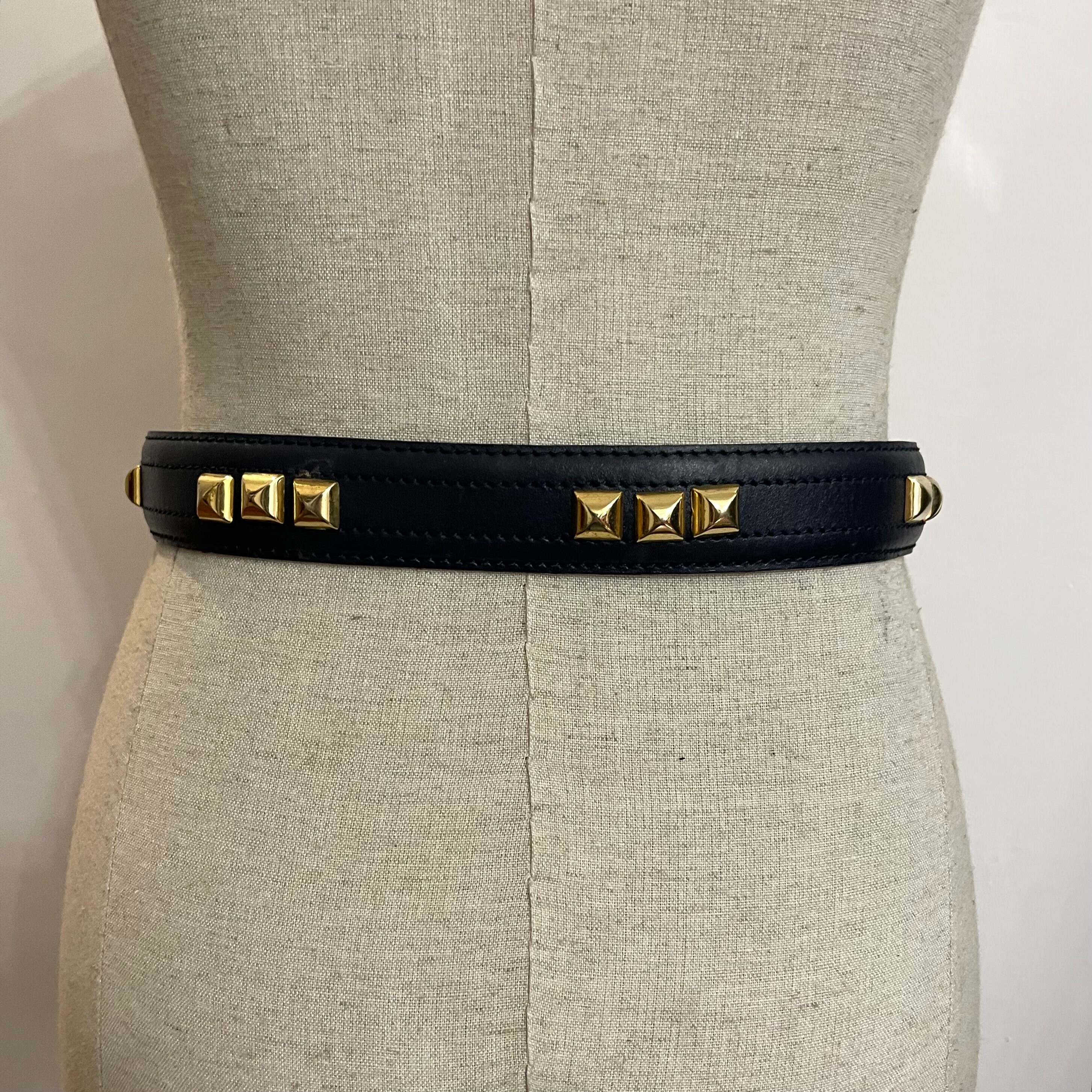 1980's - Midnight Blue Leather Belt With Buckle and