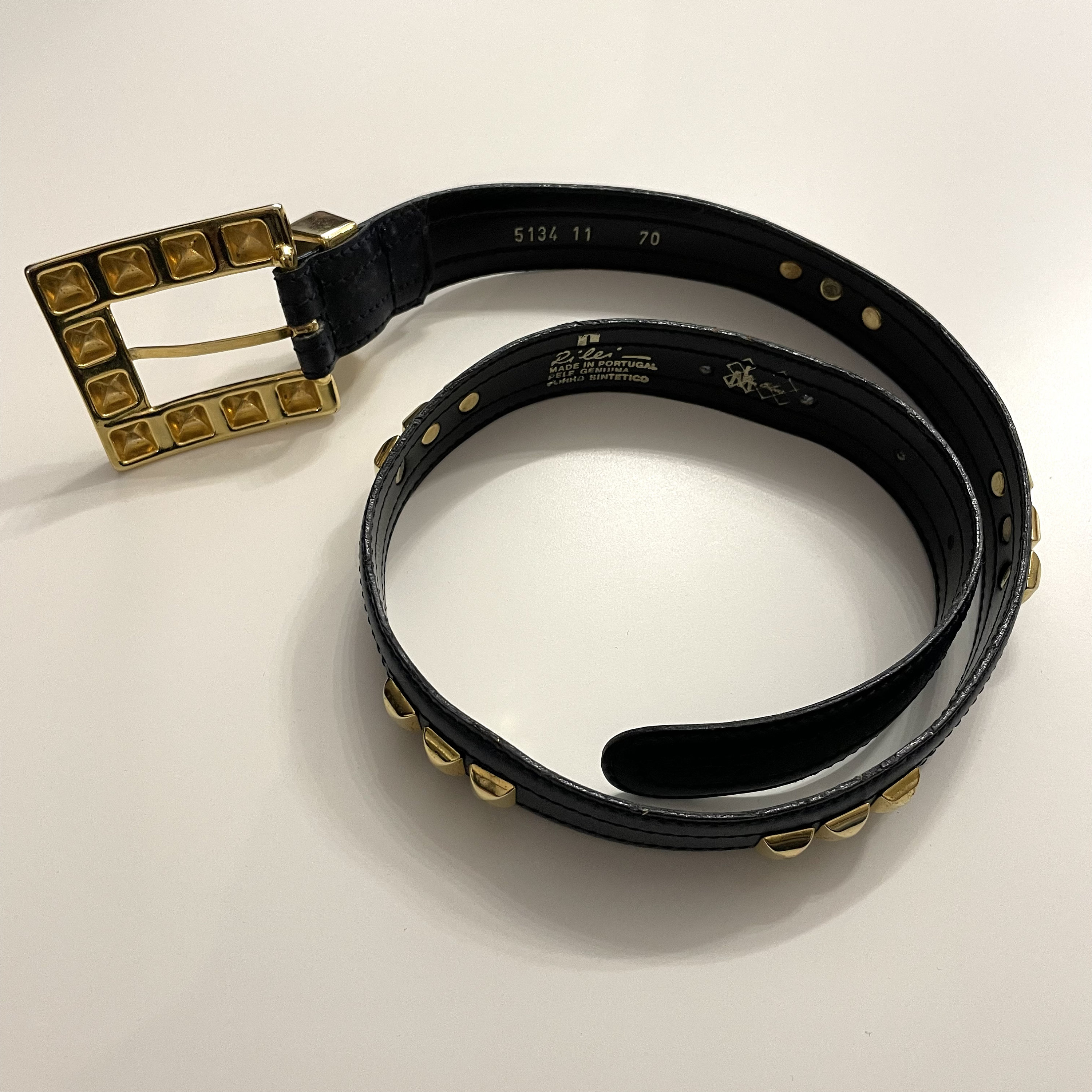1980's - Midnight Blue Leather Belt With Buckle and