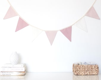 Blush Rose Pink Fabric Bunting Garland Banner - Bedroom/Nursery/Party/Photoshoot Decor
