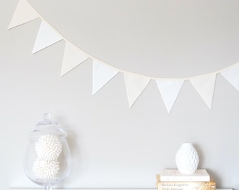 Natural and/or White Cotton Muslin Fabric Bunting Garland Banner - Bedroom/Nursery/Party/Photoshoot Decor