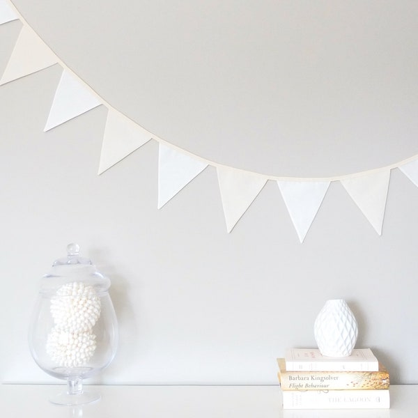 Natural and/or White Cotton Muslin Fabric Bunting Garland Banner - Bedroom/Nursery/Party/Photoshoot Decor