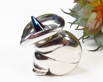 Vintage Brooch Siesta Figure with Sombrero, Sterling Silver Perfume Bottle Pin, Made in Mexico