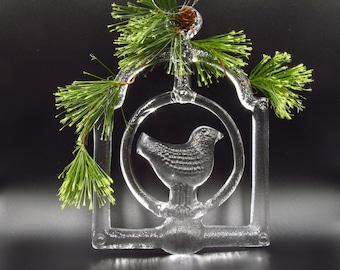 Vintage Kosta Boda Clear Glass Bird Suncatcher, Swedish Design