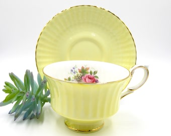 Vintage Yellow Floral Paragon Teacup, Made in England, Tea Lover Gift, Different Backstamps