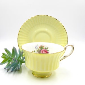 Vintage Yellow Floral Paragon Teacup, Made in England, Tea Lover Gift, Different Backstamps image 1