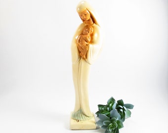 Vintage Madonna and Jesus Chalkware Figurine