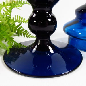 Mid Century Empoli Dark Blue Optic Glass Jar, Italy image 5