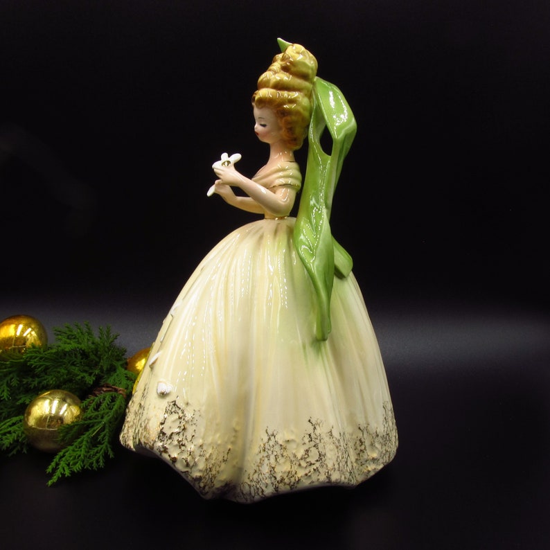 Vintage Sweet Sixteen Josef Originals Girl Figurine, He Loves Me, Yellow Dress, Made in Japan image 5