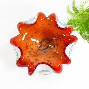 Vintage Speckled Orange Glass Bowl, Candy Dish image 1