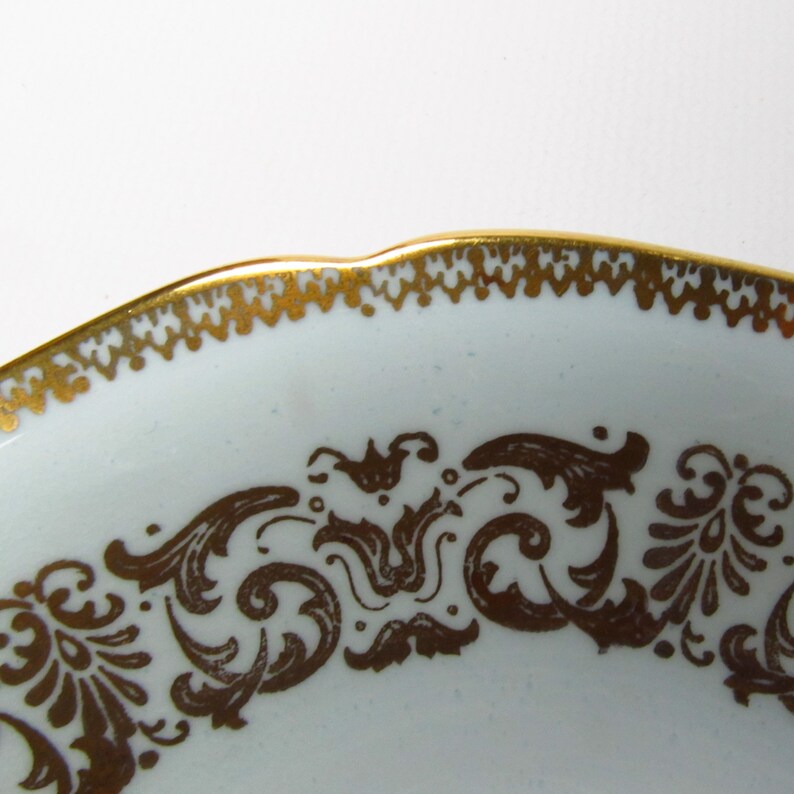 Vintage Paragon Teacup and Saucer, A183-1, Gold Scrolls Light Blue, Wild Flowers image 8