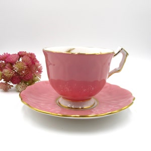 Vintage Aynsley Teacup, Dusty Pink and Gold Leaf Design, Tea Party, Replacement Set, Teacup Collectors, Gift for Her image 3