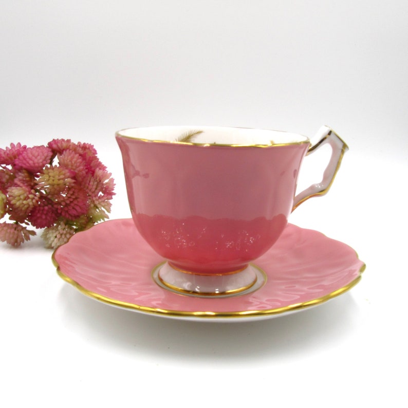 Vintage Aynsley Teacup, Dusty Pink and Gold Leaf Design, Tea Party, Replacement Set, Teacup Collectors, Gift for Her image 3