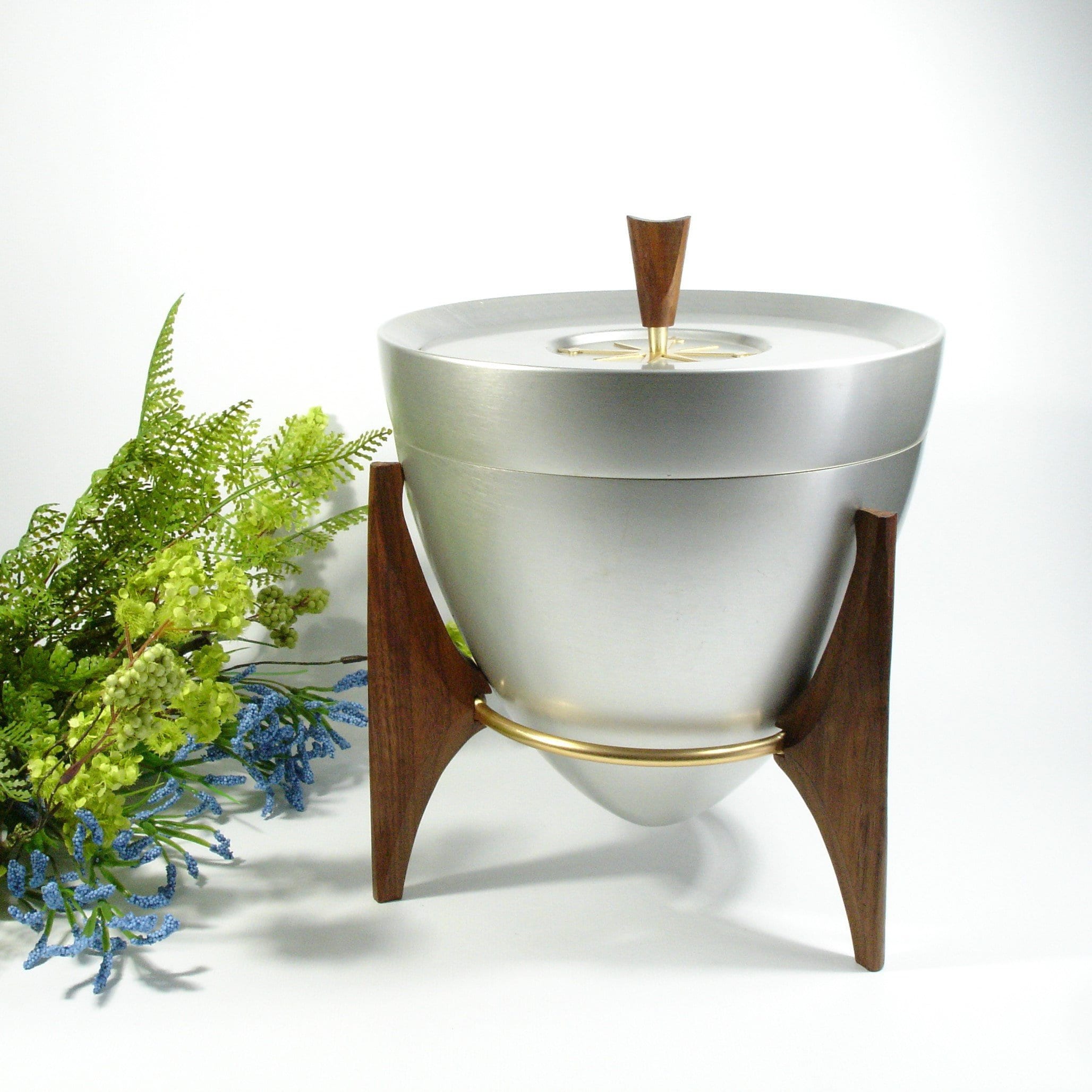 アンティーク MEREDITH & DREW ビスケットジャー 販促品 Mid Century Mirro Medallion Ice Bucket, Silver Atomic Age