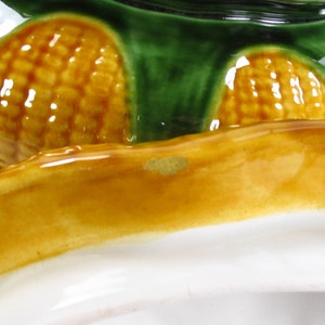 Vintage Corn Themed Soup Tureen, Majolica Soup Pot, Portugal 508, Farmhouse Decor image 9